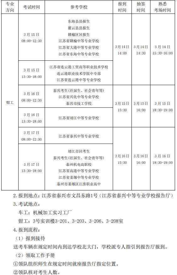 江苏省泰兴中等专业学校考点指南